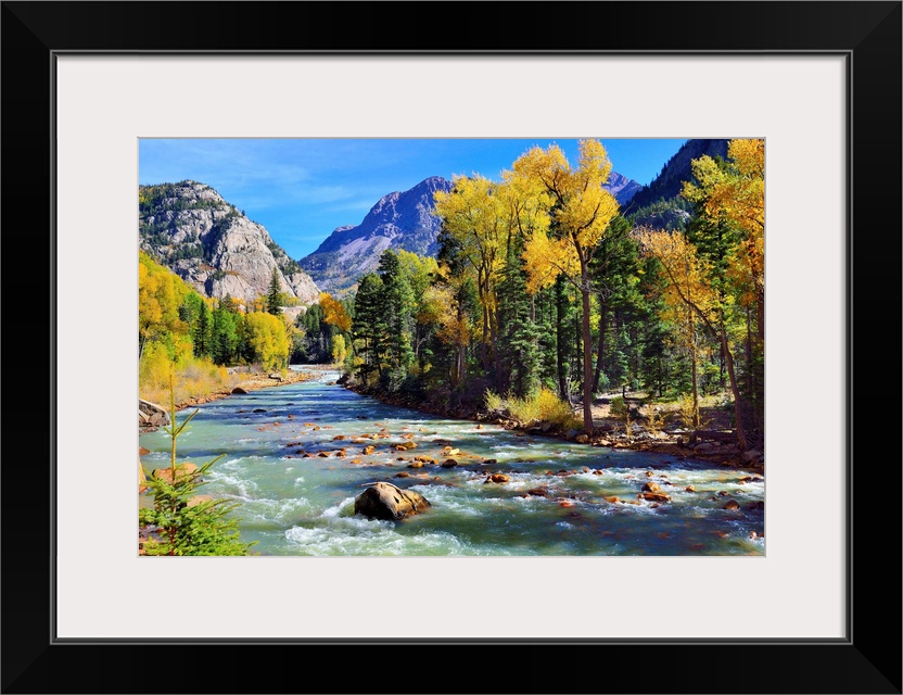 mountain river and colorful mountains of Colorado.