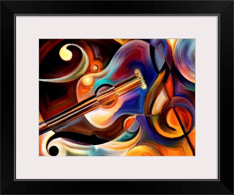 Abstract painting on the subject of music and rhythm.
