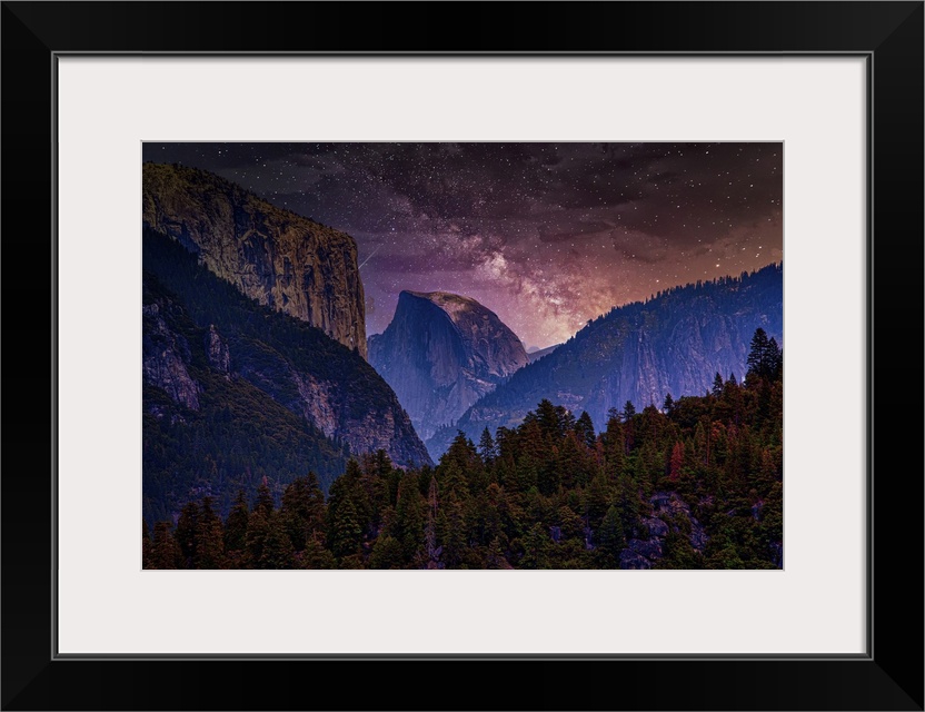 Night Sky With Yosemite National Park And Trees