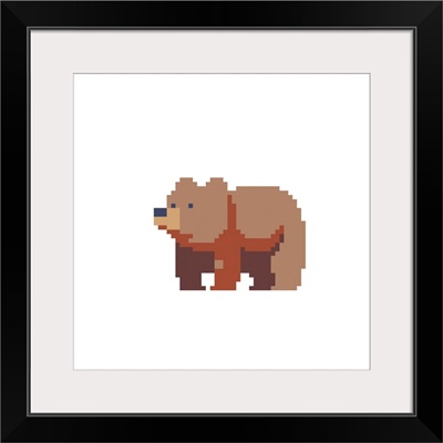Pixel Brown Bear Character