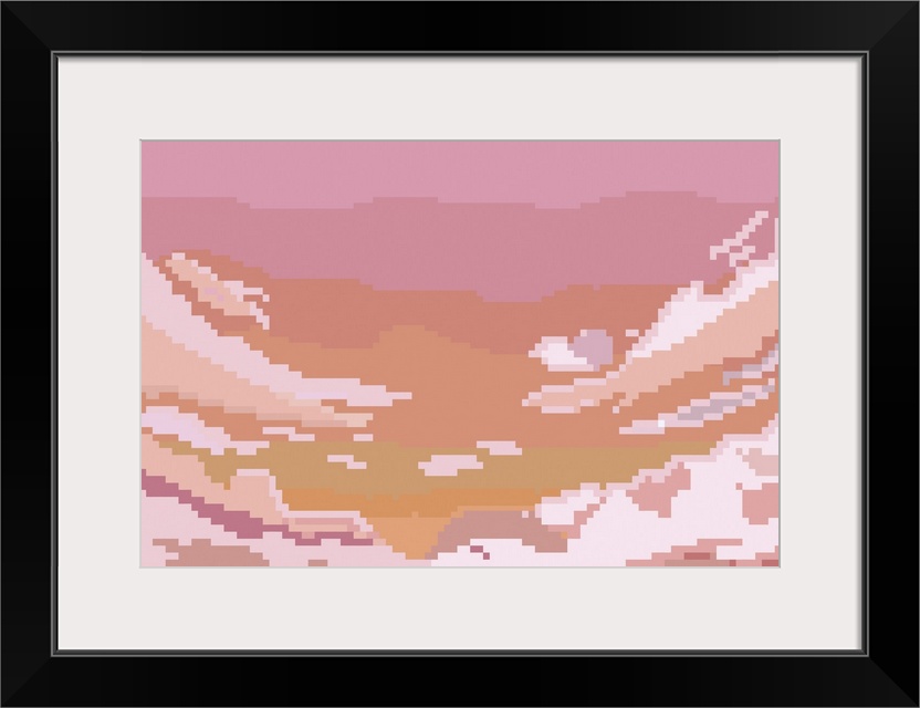 Red cloud view in a pixel art style.