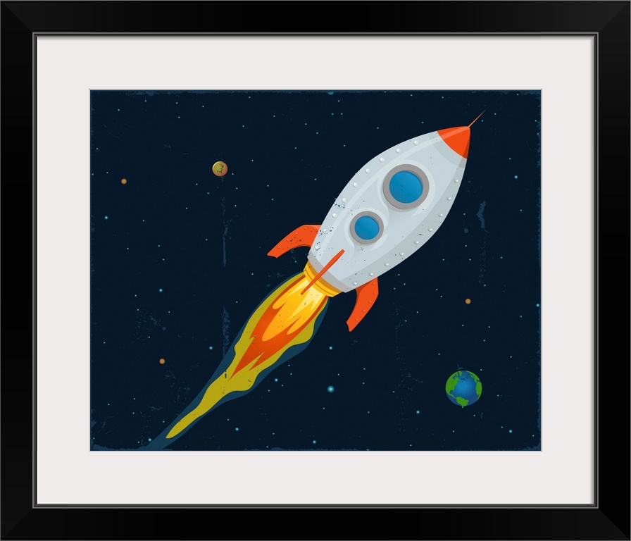 Rocket Ship Blasting Through Space