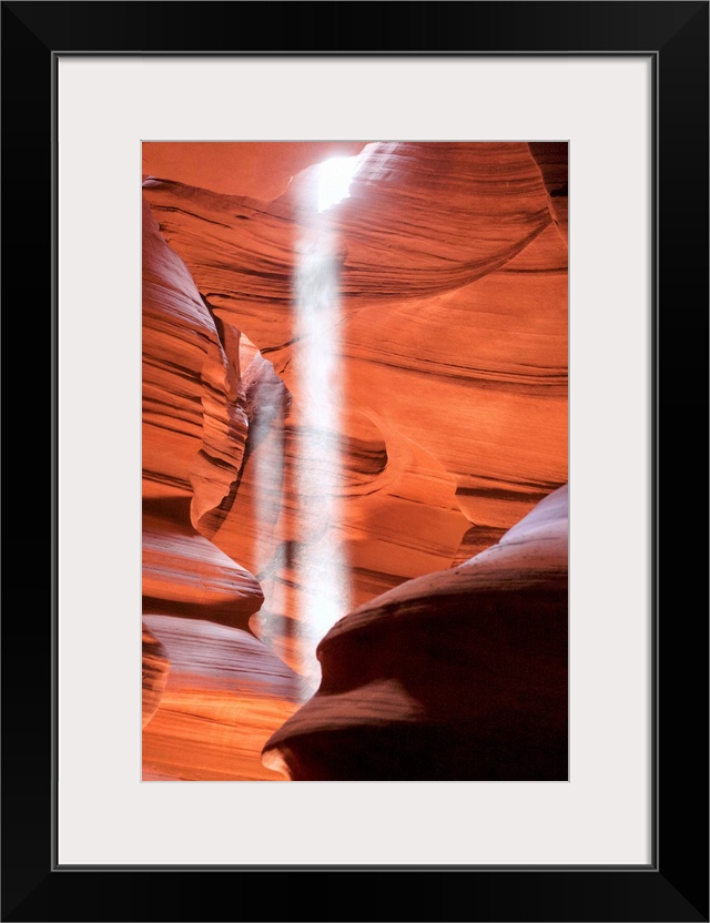 Sunlight slipping through the tight cracks of Antelope Canyon, Arizona.