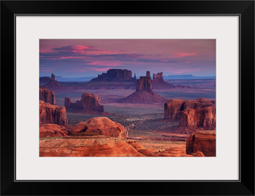 Sunrise in Hunts Mesa. Navajo tribal majesty place near Monument Valley, Arizona.