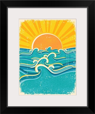 Sunset and Ocean Waves Design