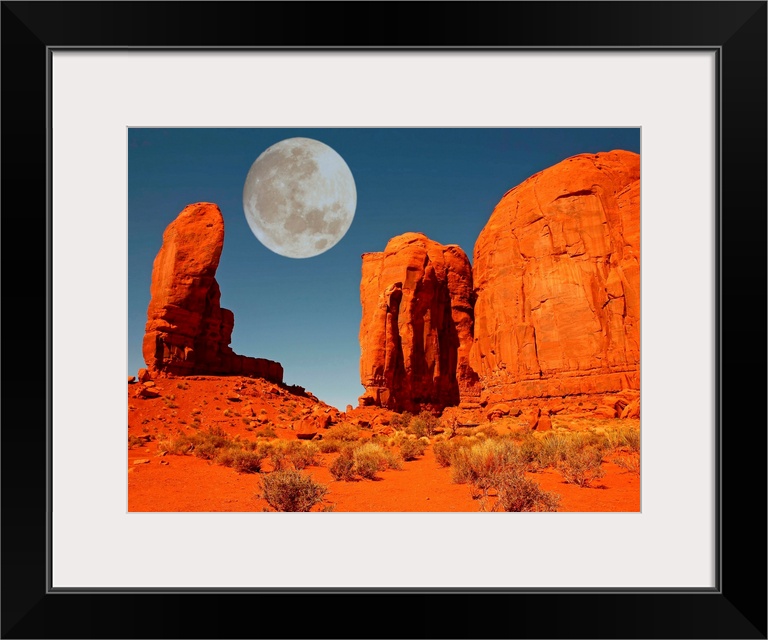 Moon Over Monument Valley, Arizona.