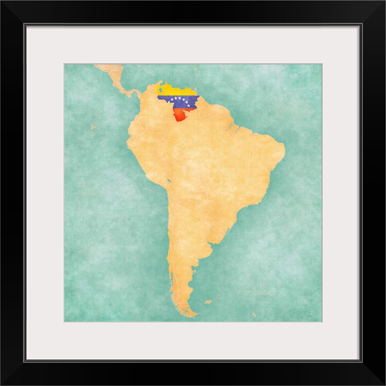 Map Of South America - Venezuela (vintage Series)