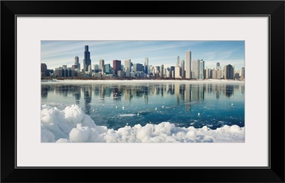 Winter panorama of frozen Chicago.