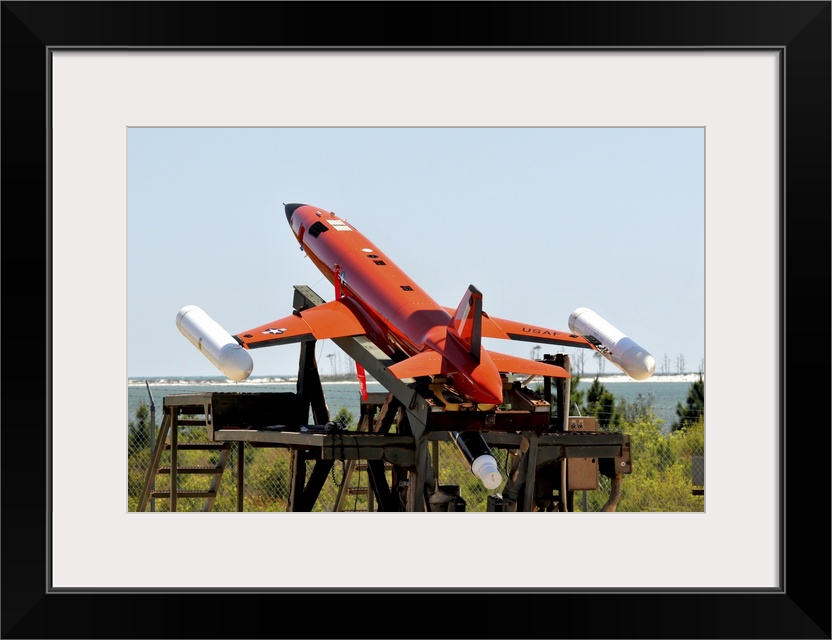 April 13, 2011 - A BQM-167A Subscale Aerial Target is ready to be launched from Tyndall Air Force Base Launch Facility for...