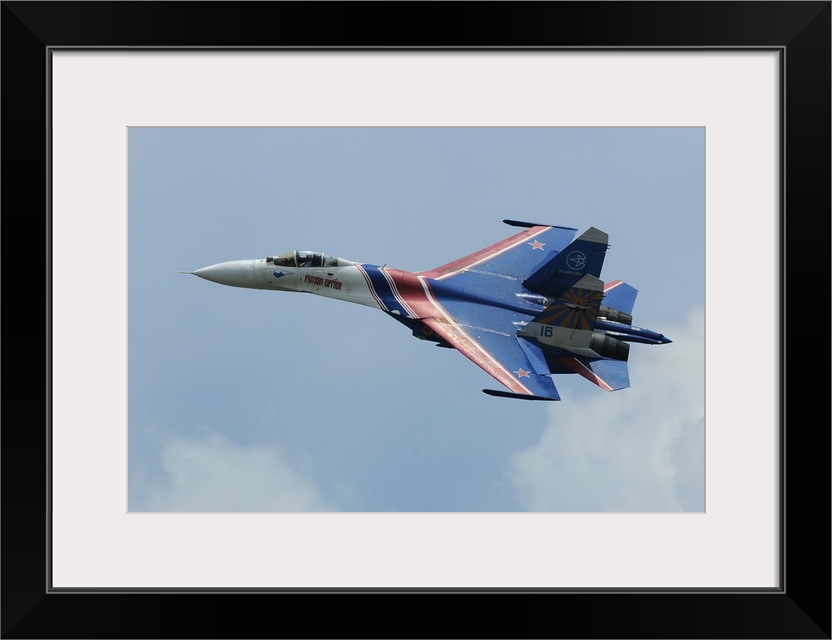 A Sukhoi Su-27 Flanker of the Russian Knights aerobatic team.