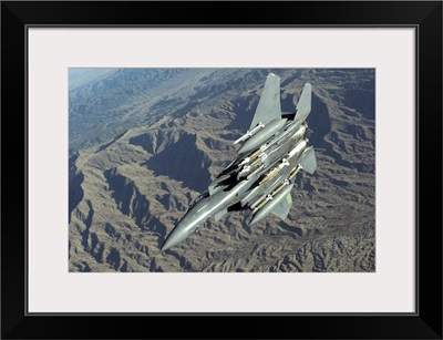 A US Air Force F15E Strike Eagle on a combat patrol over Afghanistan