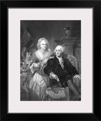 American History print of President George Washington and his family