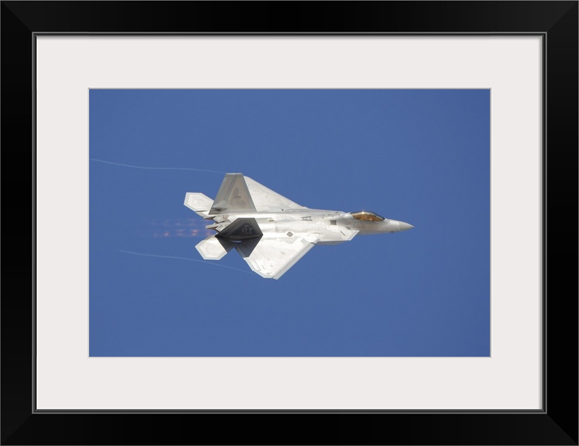 An F-22 Raptor in flight over Nellis Air Force Base, Nevada.