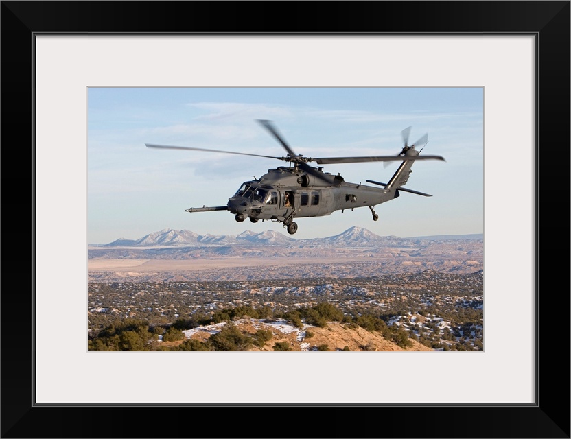 An HH-60G Pave Hawk from the 512th RQS flies a low level route during a training mission out of Kirtland Air Force Base, N...