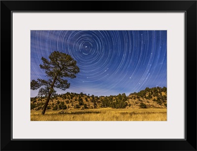 Circumpolar star trails over Mimbres Valley in the Gila National Forest, New Mexico
