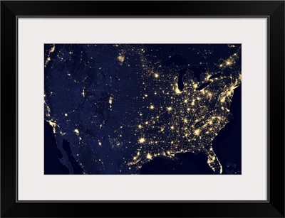 City lights of the United States at night