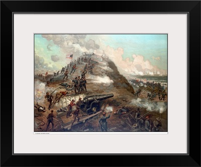 Civil War print depicting the Union Army's capture of Fort Fisher