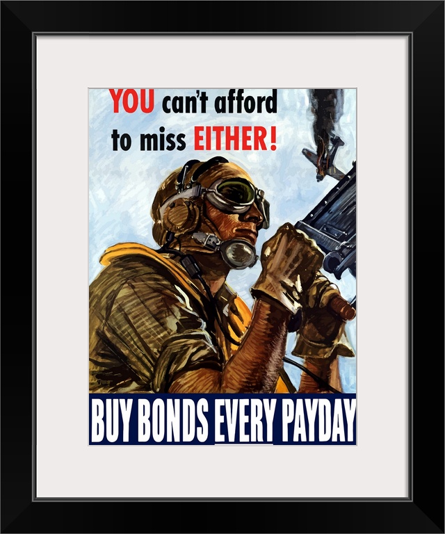 Digitally restored vector war propaganda poster. This vintage World War Two poster features an American Army Air Corps Mac...