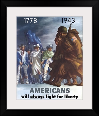 Digitally restored vector war propaganda poster.  Fight For Liberty