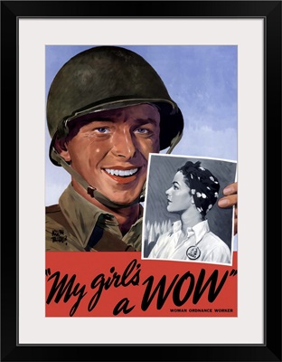 Digitally restored vector war propaganda poster. My Girl's A WOW!
