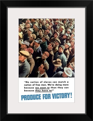 Digitally restored vector war propaganda poster.  Produce For Victory!