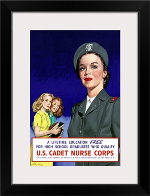 Digitally restored vector war propaganda poster. US Cadet Nurse Corps