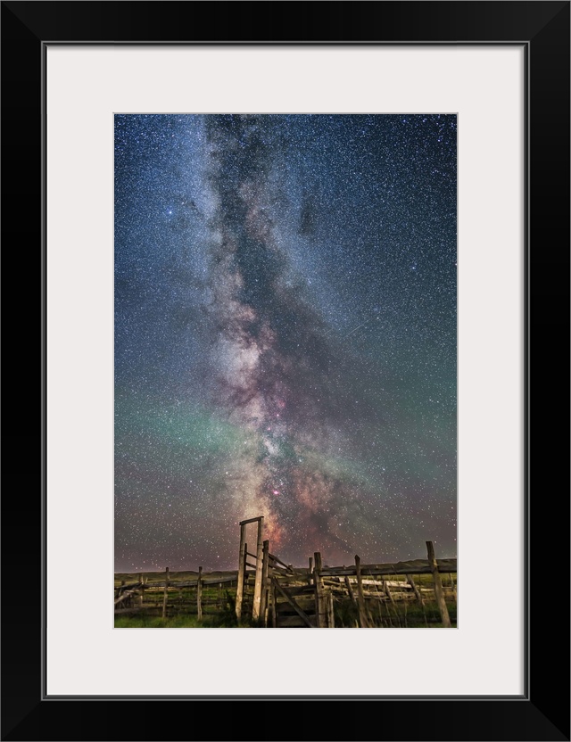 August 26, 2014 - The Milky Way over the old corral at the site of the 76 Ranch in the Frenchman Valley in Grasslands Nati...