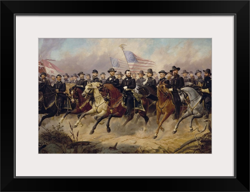 Painting of Ulysses S. Grant and his Generals by Ole Peter Hansen Balling. The Generals, left to right, are Devin, Custer,...