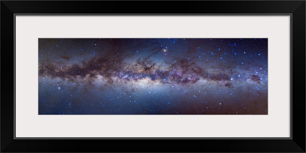 A panorama of the center of the Galaxy portion of the southern hemisphere Milky Way, from Crux at right to Aquila at left....