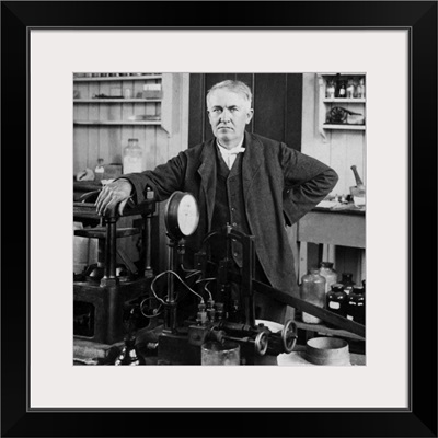 Portrait Of American Inventor Thomas Edison, Posed Inside His Workshop, Dated 1901