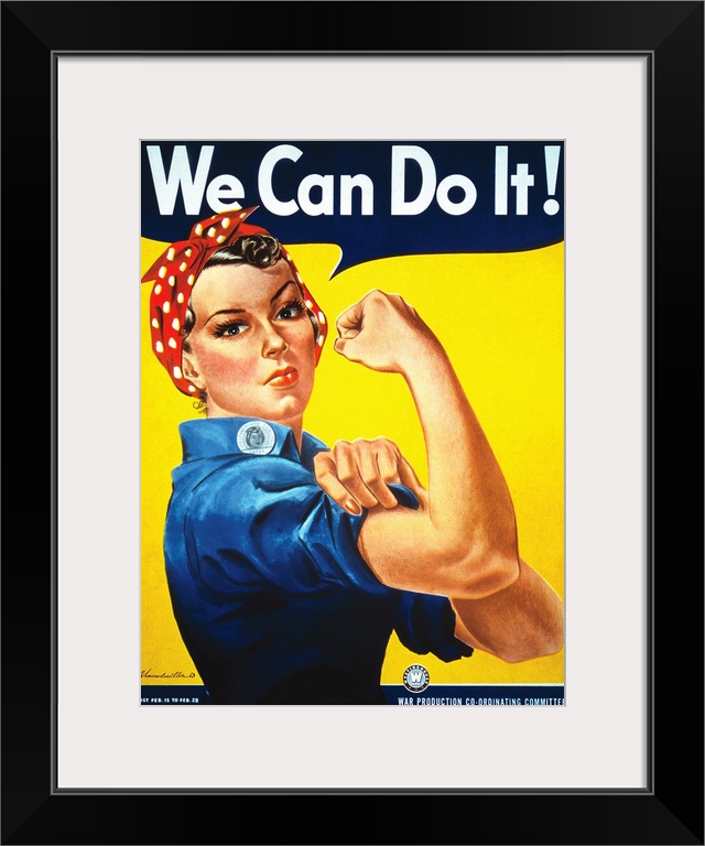 Rosie The Riveter vintage war poster from World War II.