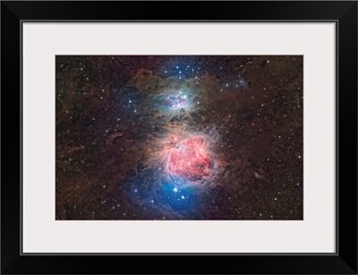 Running Man Nebula Messier 43, And Orion Nebula, Messier 42