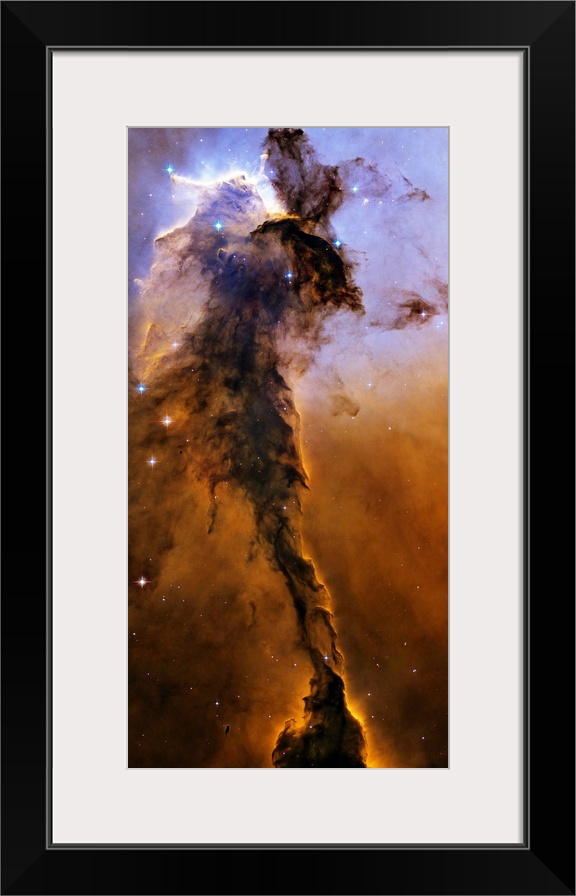 Oversized, vertical wall picture of bright stars and the Stellar Spire in the Eagle Nebula.