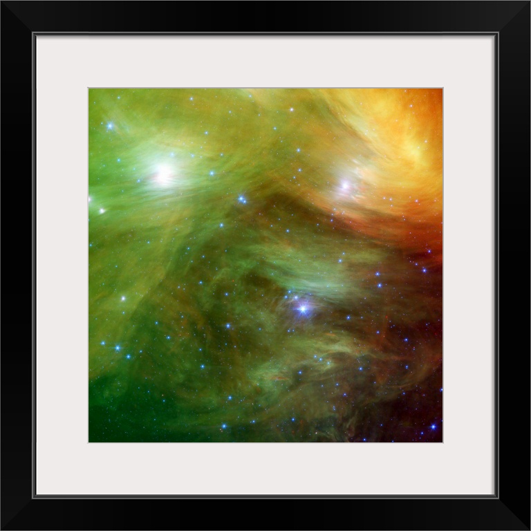 Big square canvas art of a vividly colored solar system with stars of various sizes.