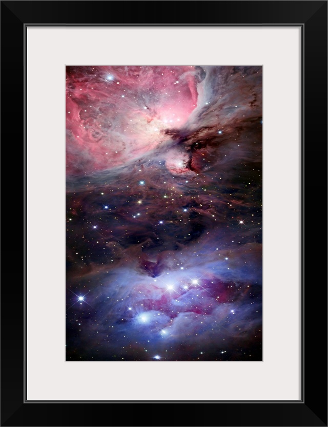 Large photograph depicts a portion of space littered with brightly filled stars, three of which make up part of a famous c...