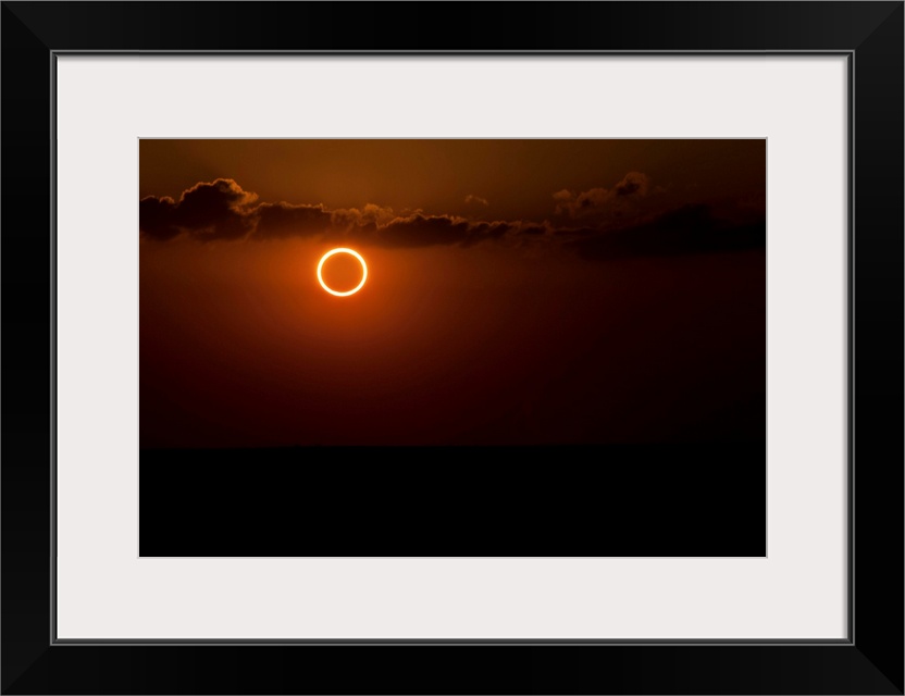 Totality during annular solar eclipse with ring of fire.