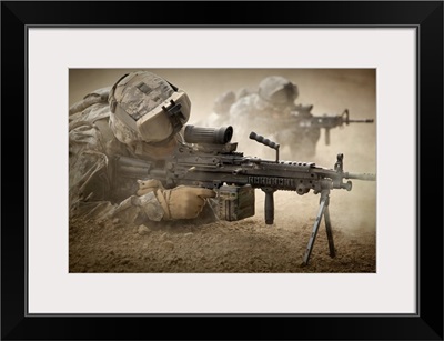 U.S. Army Ranger in Afghanistan combat scene