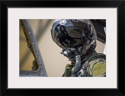 US Air Force Pilot Conducts Preflight Checks On His Aircraft