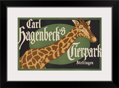 Vintage Carl Hagenbeck's Tierpark Circus Poster Of A Giraffe, 1916