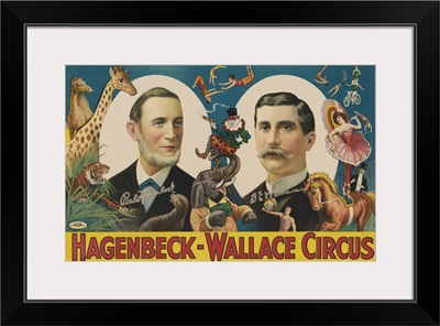 Vintage Circus Poster Of Portraits Of Carl Hagenbeck And BE Wallace