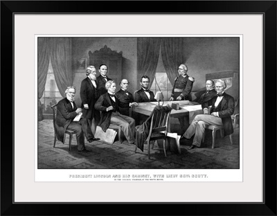 Vintage Civil War print of President Abraham Lincoln and his cabinet