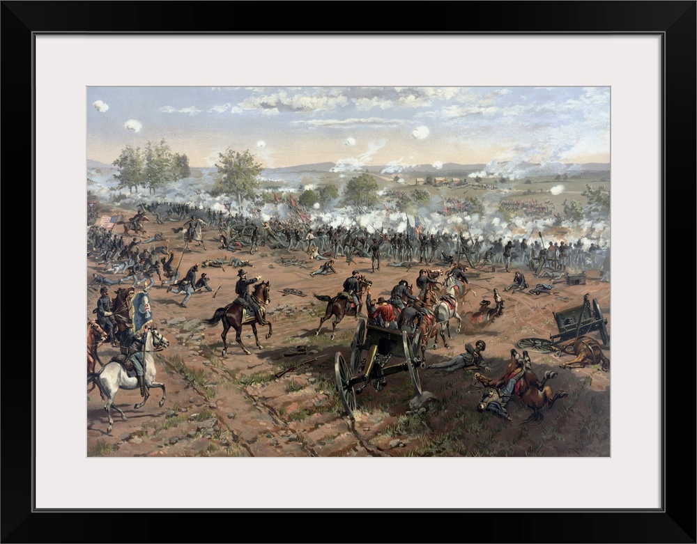Vintage Civil War print of the Battle of Gettysburg.