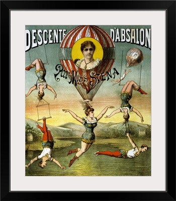 Vintage French Circus Poster Of A Group Of Aerialists Performing