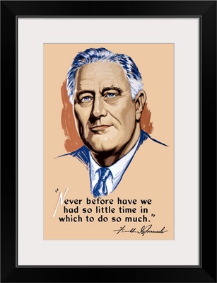 Vintage World War II artwork of President Franklin Delano Roosevelt