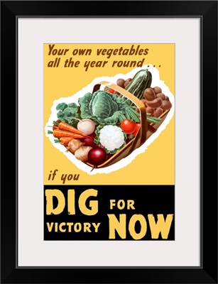 Vintage World War II poster of a basket filled with fresh vegetables