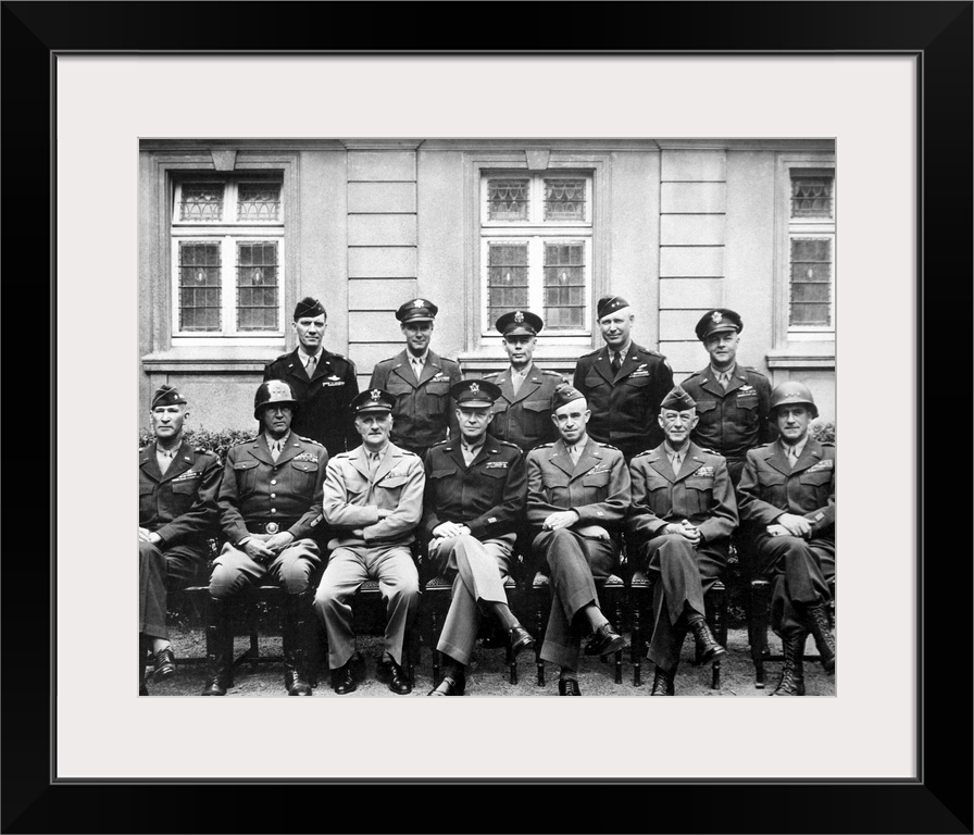 Digitally restored vintage World War II photo of the senior American military commanders of the European Theater. Featured...