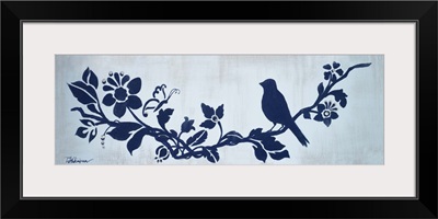 Blue Floral and Bird I