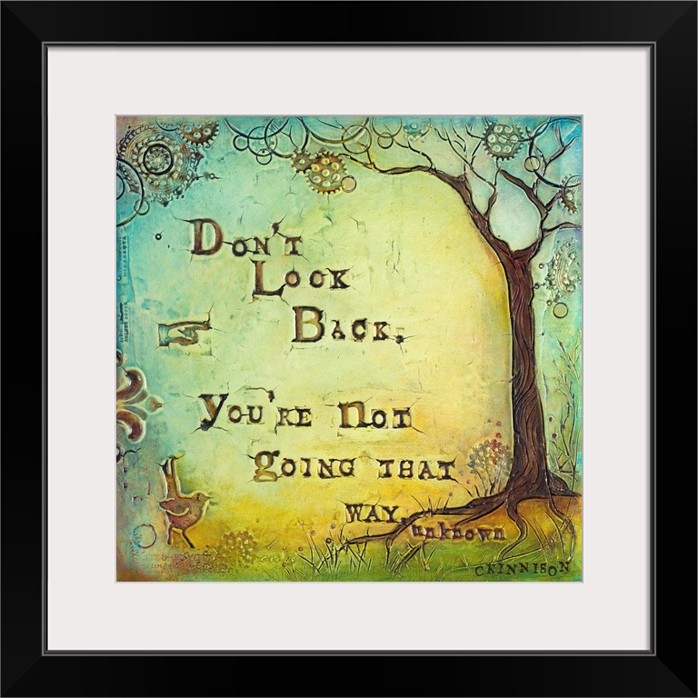 Inspirational sentiment over a painting of a tree with circular shapes in the branches.