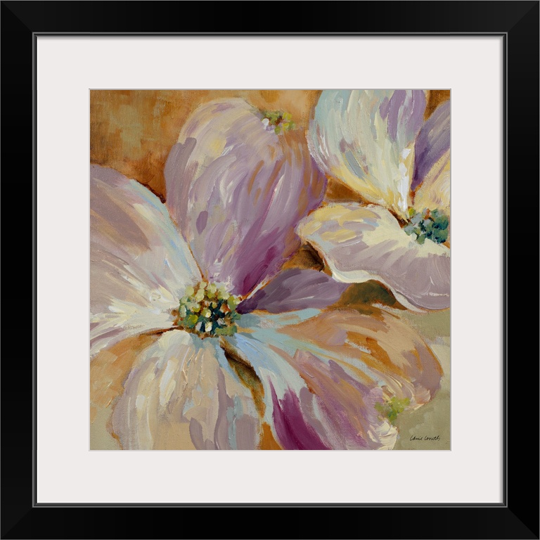 This decorative artwork features subdued colors with visible brush strokes.