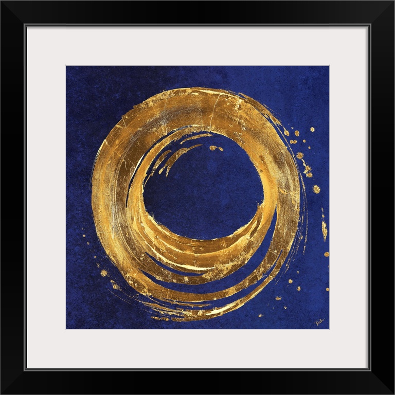 Gold Circle on Blue